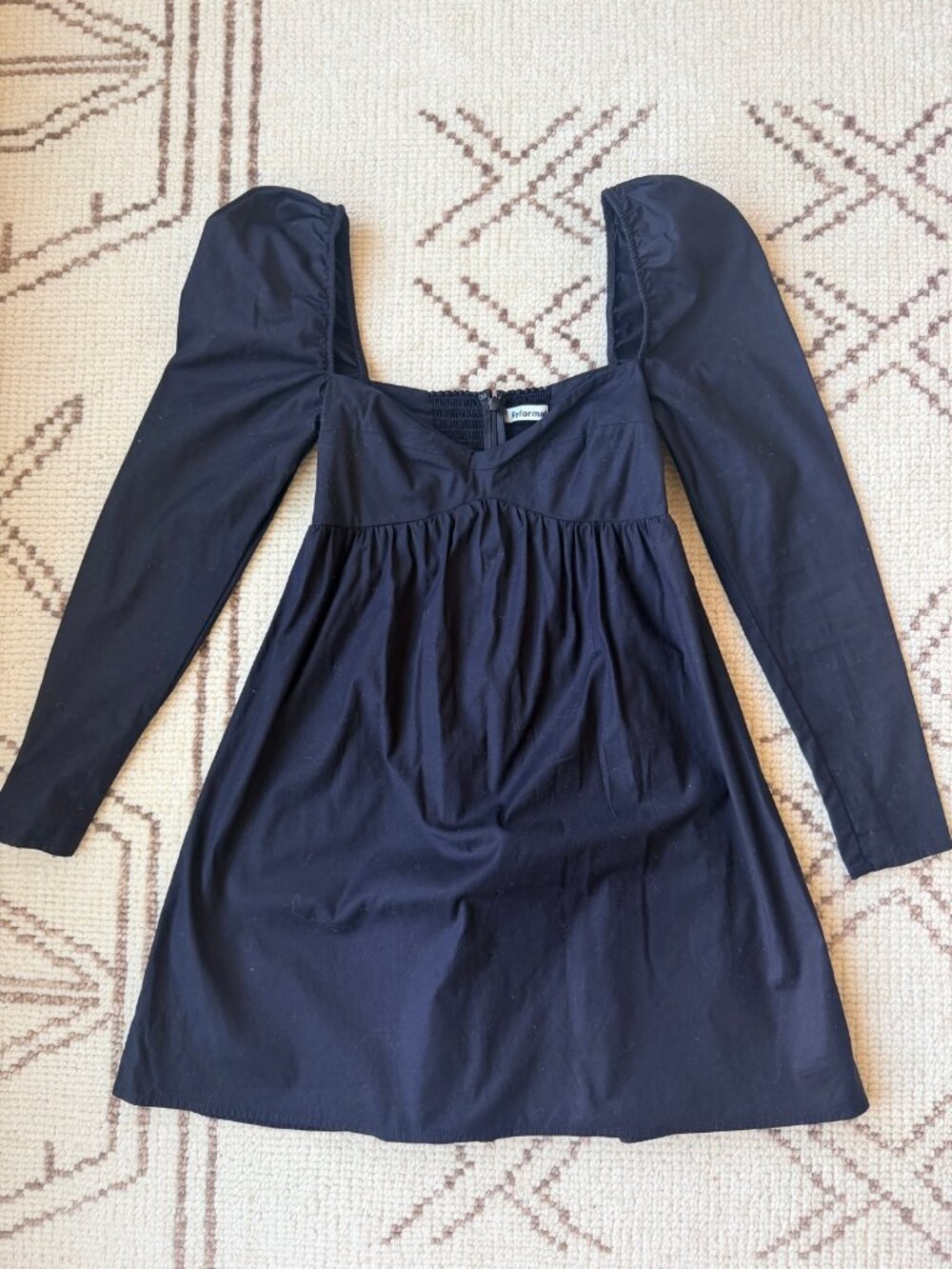 Reformation Black Long Sleeve Mini Dress 0
